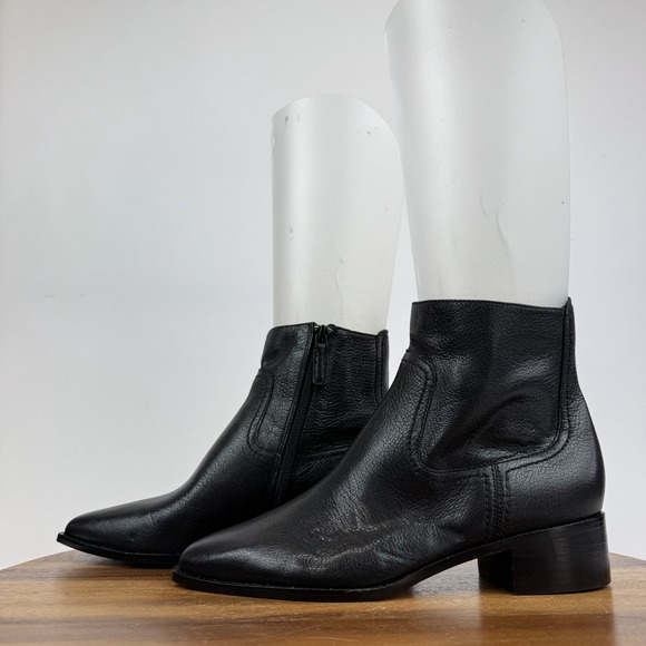 New Womens Cole Haan Naia Black Leather Western Casual Ankle Booties Size 7 B - Picture 2 of 8